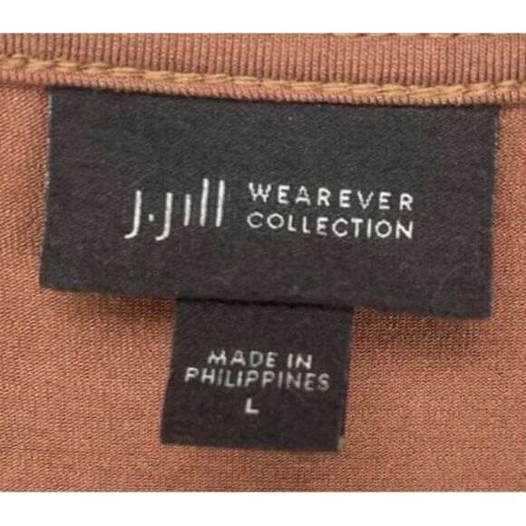 J Jill Women's Wearever Dress Brown Black Large Short Sleeve Stretch Shift - Picture 4 of 8